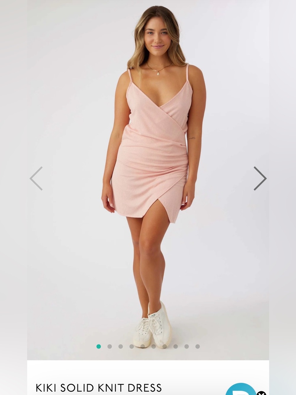 O'Neill Pink Ribbed Wrap Mini Dress